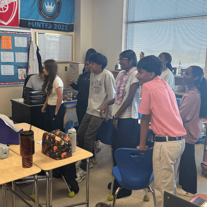 Students engaged in a civics program